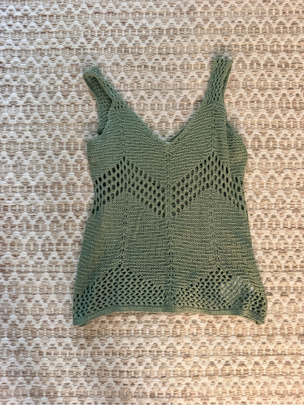 Green Knit V-Neck Tank Top - Women